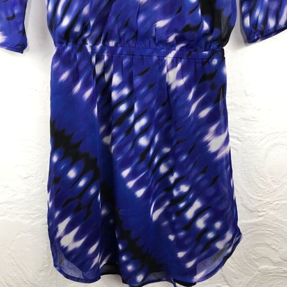 Express Black and Cobalt Tie Dye Chiffon Dress - Picture 11 of 13